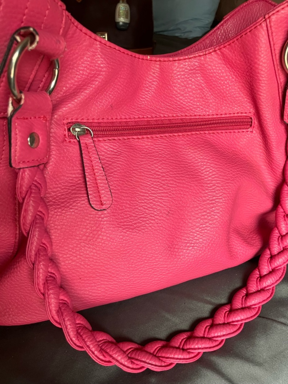 Hot Pink Braided-Handle Women’s Shoulder Bag